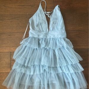 Luxxel Soft Blue Tulle Gown